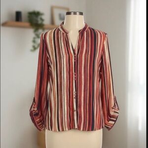 Zac & Rachel Red and Cream Striped Button-Down Shirt